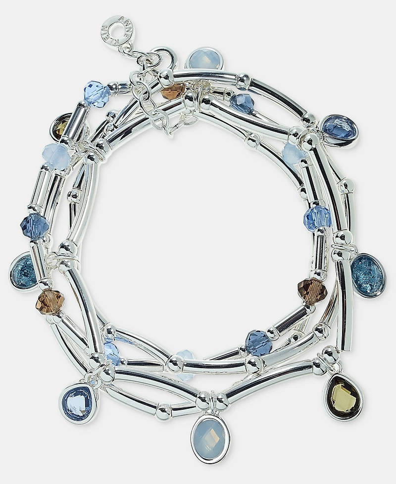 Anne Klein Silver-Tone 4-Pc. Blue Shaky Stone Stretch Bracelets