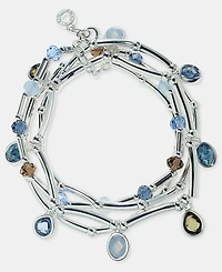 Anne Klein Silver-Tone 4-Pc. Blue Shaky Stone Stretch Bracelets