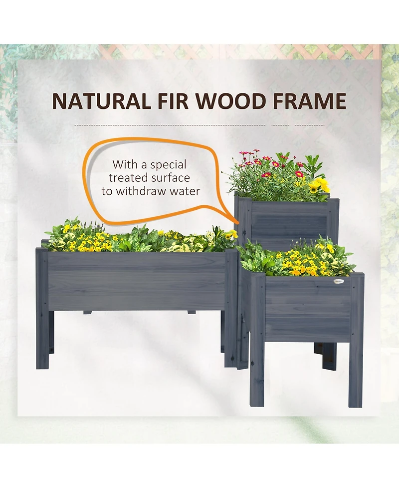 Outsunny Raised Garden Bed Set of 3 for Backyard,