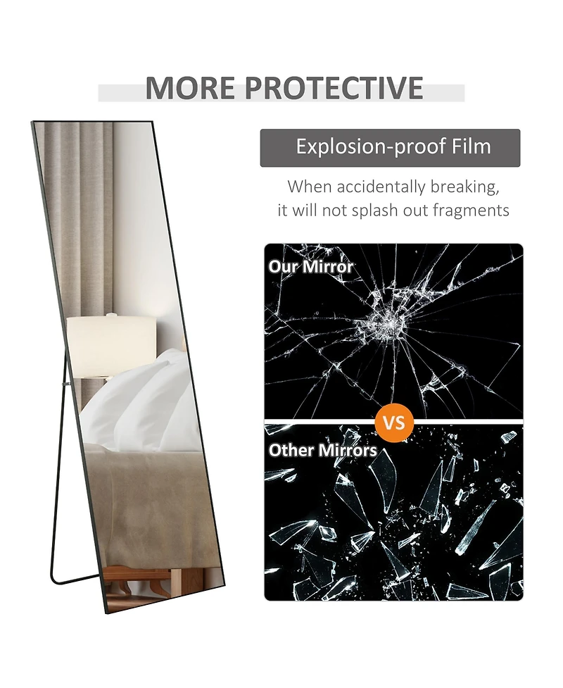 Homcom 62.5" Wall Hanging Full Length Mirror, Sding Bathroom Mirror
