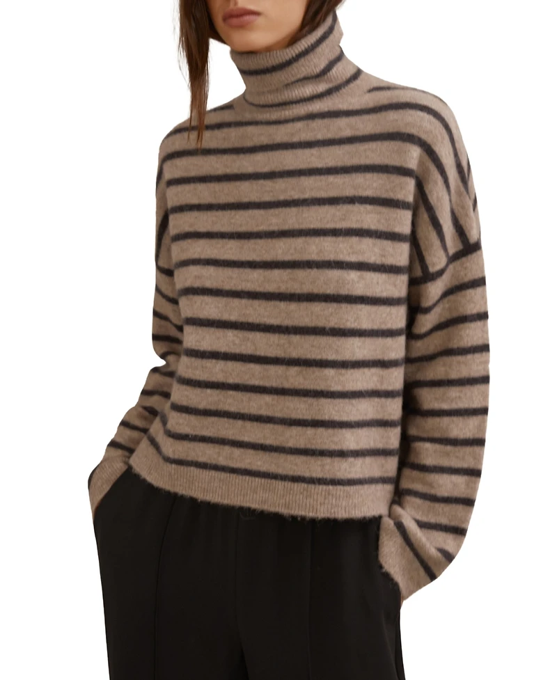 Reiss Women's Stripe Roll-Neck Jumper with Wool