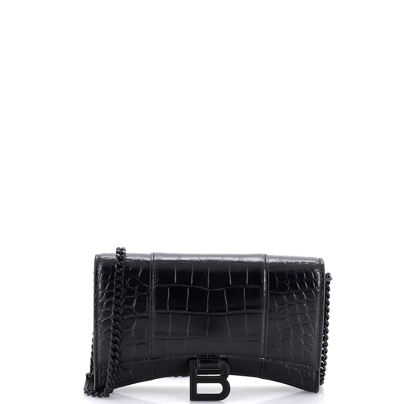 Pre-Owned Balenciaga Hourglass Chain Wallet Embossed Leather