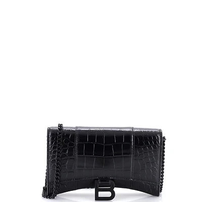 Pre-Owned Balenciaga Hourglass Chain Wallet Embossed Leather