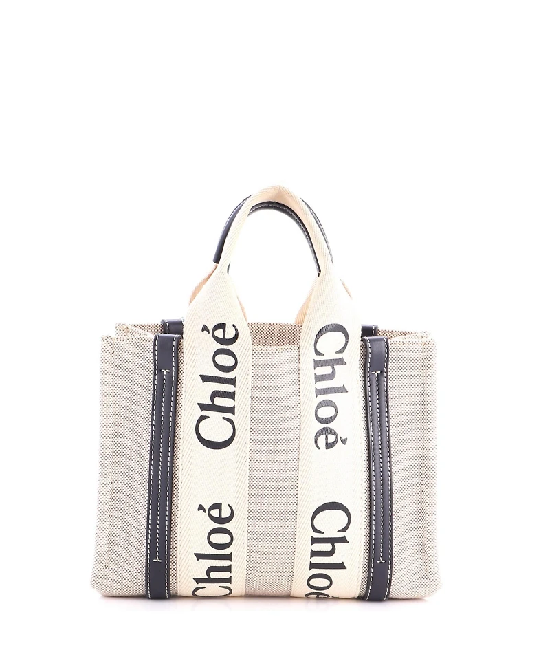 Pre-Owned Chloe Small Woody Tote Canvas with Leather