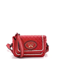 Pre-Owned Bottega Veneta Small Flap Crossbody Bag Studded Leather with Intrecciato Detail