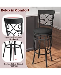 Costway Set of 4 Vintage Swivel Bar Stools 30'' Bistro Upholstered Dining Chairs