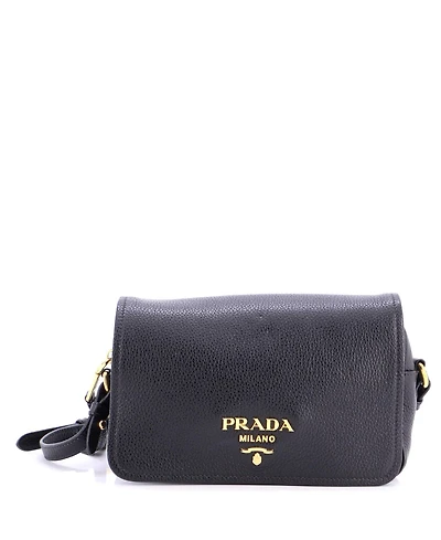 Pre-Owned Prada Small Flap Zip Crossbody Bag Vitello Phenix