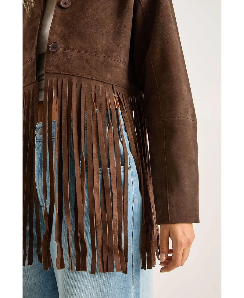 Nasty Gal Women's Real Suede Fringe Jacket