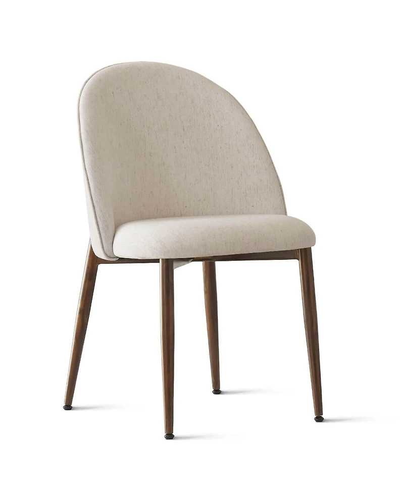 Maison Boucle Modern Fabric Dining Side Chairs Set of 2, Walnut Metal Legs, Armless