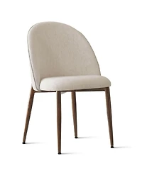Maison Boucle Modern Fabric Dining Side Chairs Set of 2, Walnut Metal Legs, Armless