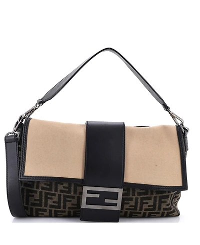 Pre-Owned Fendi Large Baguette Convertible Belt Bag Zucca Canvas with Canvas and Leather