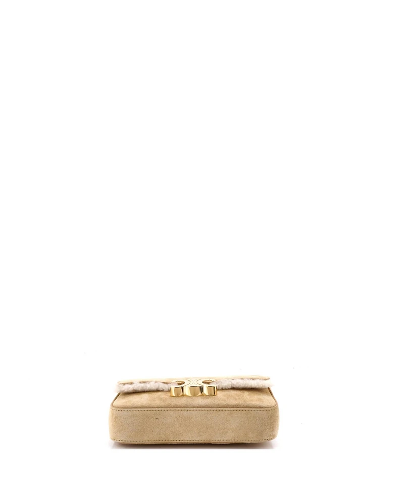 Pre-Owned Celine Small Triomphe Chain Shoulder Bag Suede with Shearling