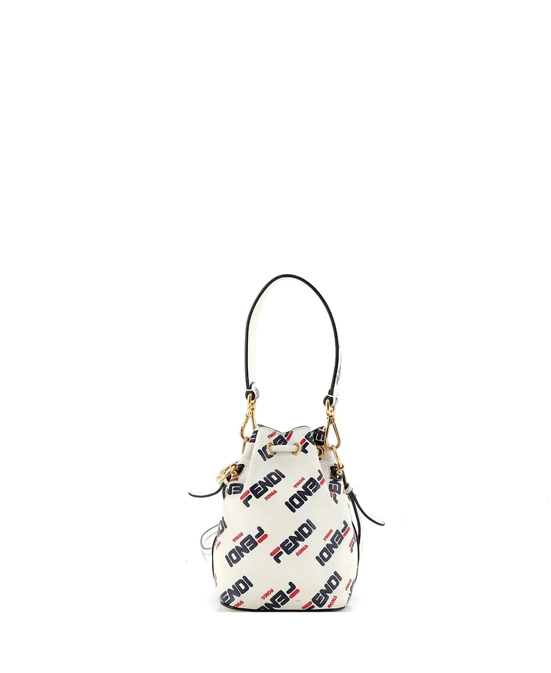 Pre-Owned Fendi Mini Mania Logo Mon Tresor Bucket Bag Printed Leather