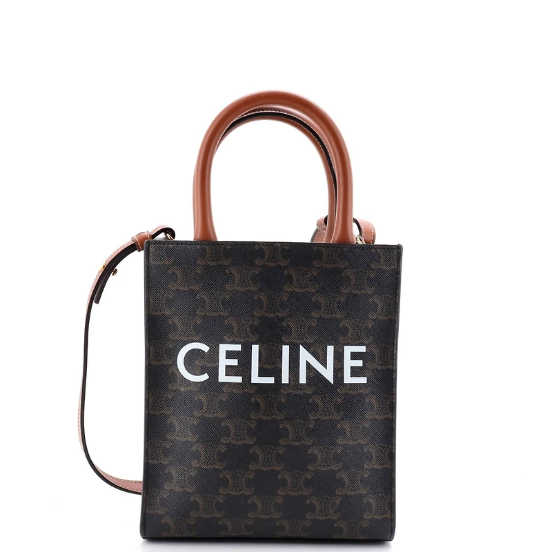 Pre-Owned Celine Mini Vertical Cabas Tote Triomphe Coated Canvas