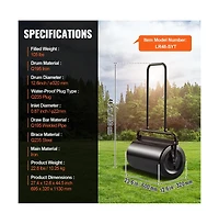 Sugift 13 Gallon Sand Water Filled Yard Roller Steel Push Pull Lawn Roller