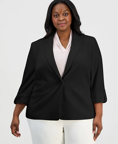 Anne Klein Essentials Plus 3/4-Sleeve One-Button Jacket