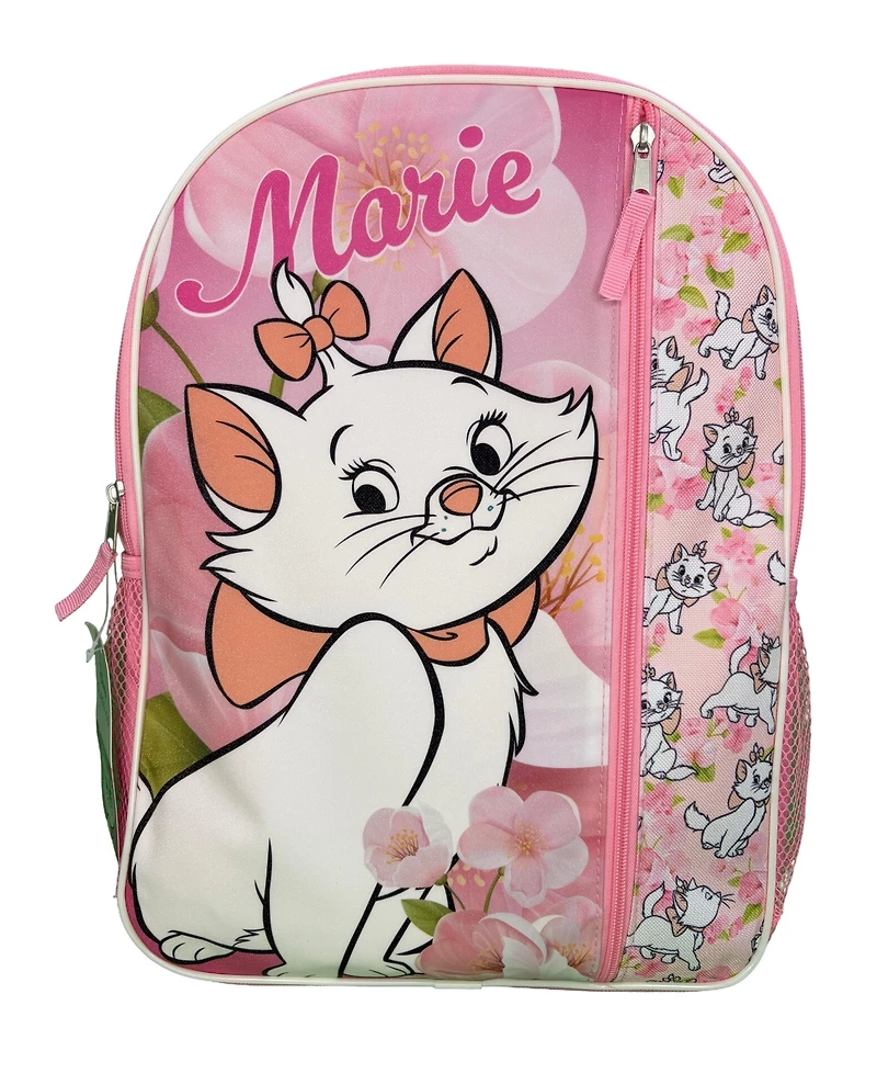 Disney Marie from The Aristocats 16" Nylon School Backpack 16" for Girls, with a Large front Pocket