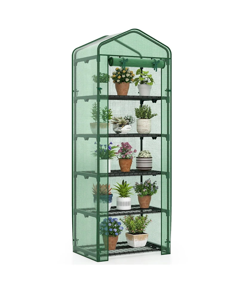 Gouun 75 in. Portable Mini Greenhouse with 5 Wire Shelves