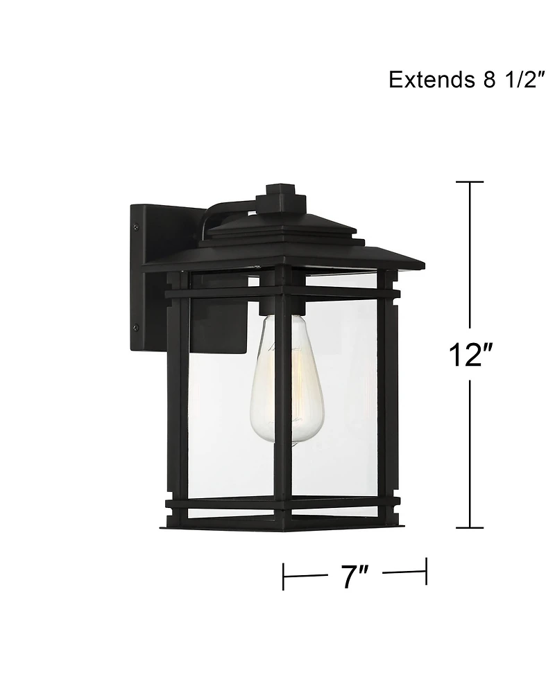 John Timberland North House Mission Outdoor Wall Light Fixture Metal Clear Glass Panels for Post Exterior Barn Deck House Porch Yard