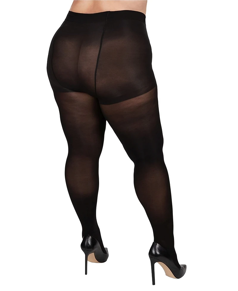 MeMoi Plus Microfiber Opaque Curvy Control Top Tights