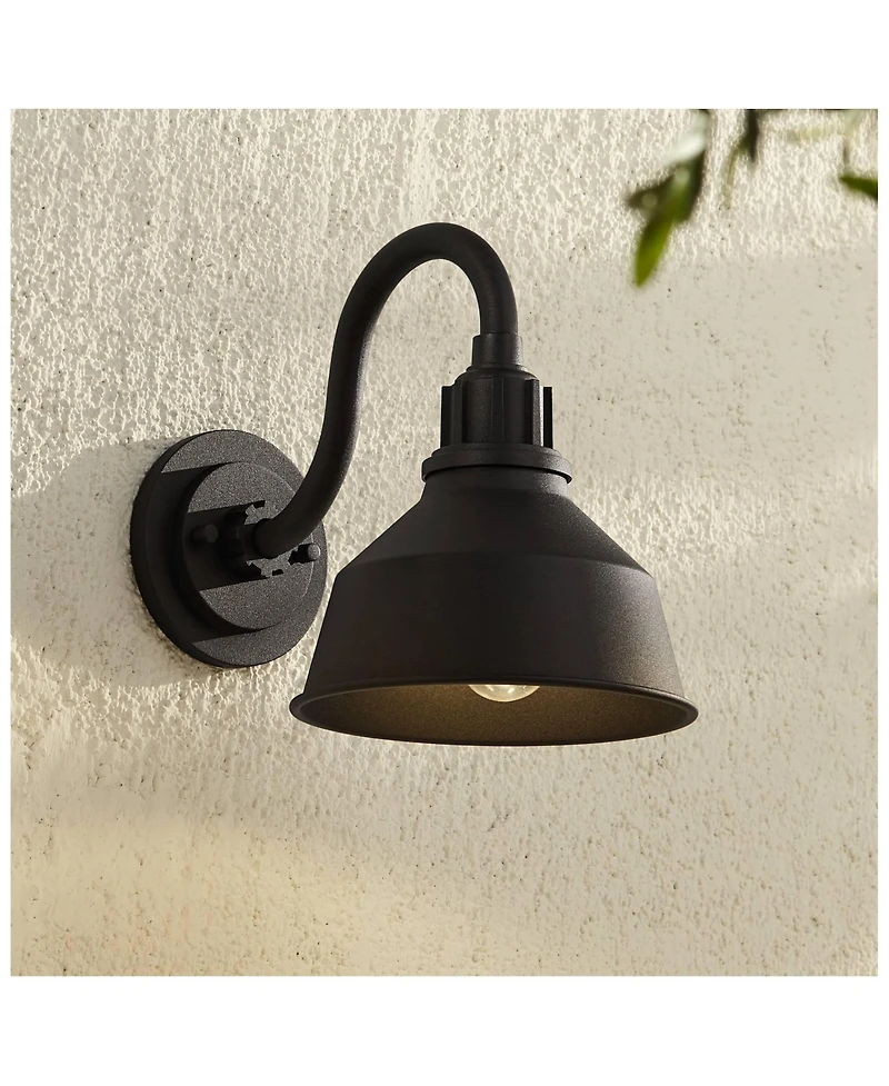 Franklin Iron Works Rustic Industrial Farmhouse Outdoor Barn Light Fixture Gooseneck Arm 10 for Exterior Deck House Porch Yard Patio Home