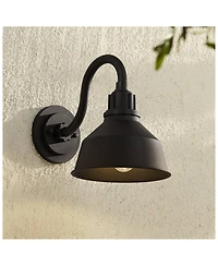 Franklin Iron Works Rustic Industrial Farmhouse Outdoor Barn Light Fixture Gooseneck Arm 10 for Exterior Deck House Porch Yard Patio Home