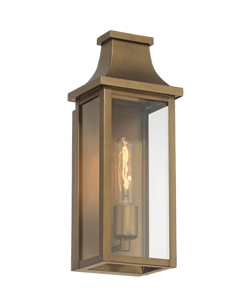 Franklin Iron Works Andres High Aged Brass Pocket Lantern Outdoor Wall Light
