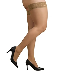 MeMoi Plus Curvy Silky-Sheer Lace-Top Thigh-High Stocking