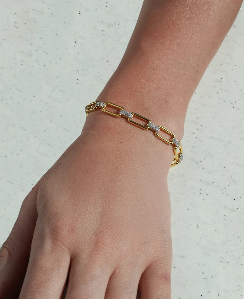 Macy's Diamond Link Bracelet (1/2 ct. t.w.) in 14k Gold Over Sterling Silver