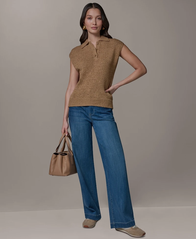 Donna Karan Weekend Women's Sleeveless Polyester Polo Sweater