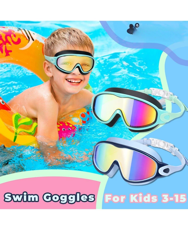 Gnuadz 2pieces Swim Goggles Kids Uv Anti-fog Pool Water