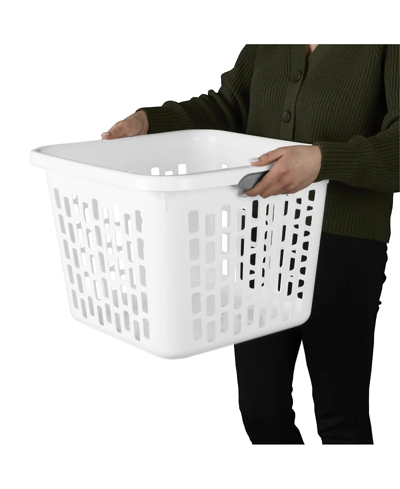 Sterilite Laundry Basket, 1.5 Bushel Plastic Hamper with Handles, 6 Pack