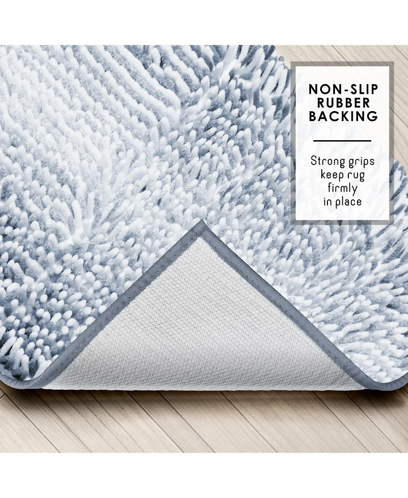 Hearth & Harbor Ultra Soft Non-Slip Chenille Bath Rug - Quick Dry, Machine Washable