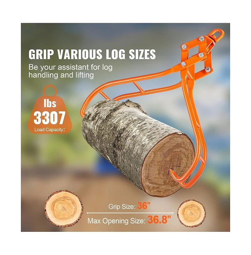 Sugift 36 in Timber Claw Hook 4 Claw Log Grapple for Logging and Skidding