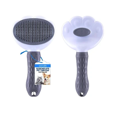 SereneLife Self-Cleaning Slicker Brush - Skin-Friendly Grooming Brush with Massage Particles and Release Button