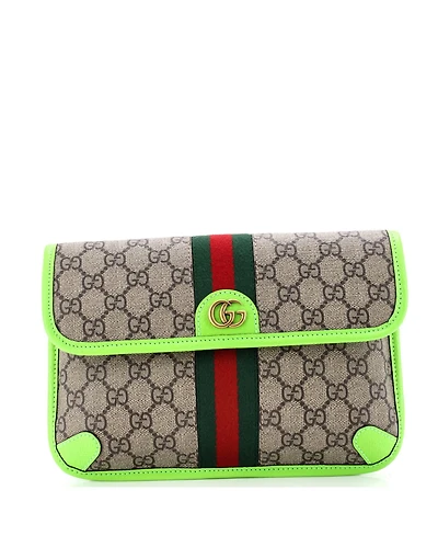 Pre-Owned Gucci Ophidia Flap Belt Bag Gg Coated Canvas with Leather