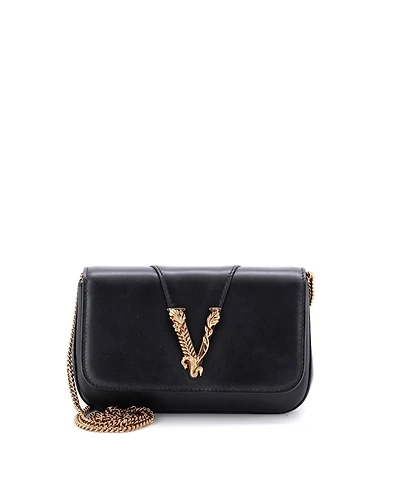 Pre-Owned Versace Virtus Clutch on Chain Leather