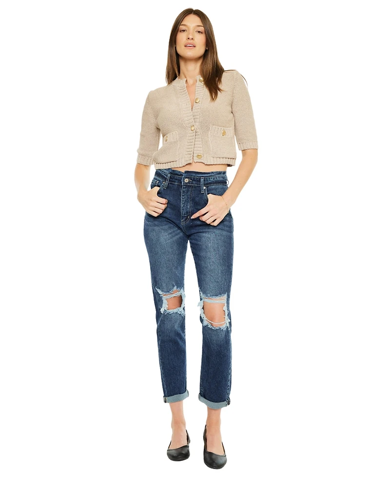 KanCan Women's Chantal Ultra High Rise Mom Jeans