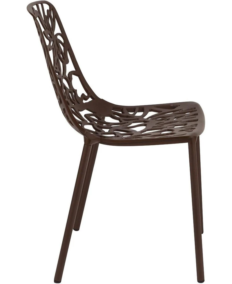 LeisureMod Devon Patio Dining Chair, Aluminum Stackable Design Side Weather Resistant Metal No Assembly, Uv Protected