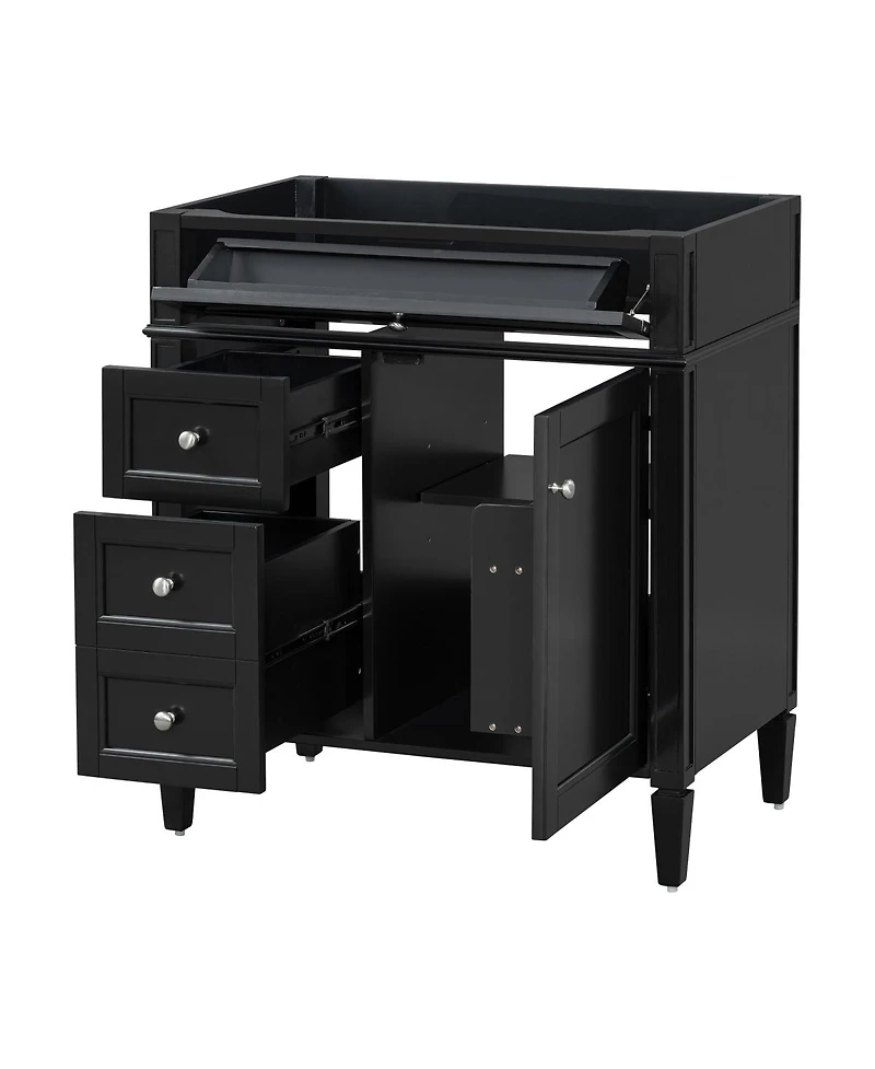 Sillysis Bathroom Vanity Cabinet, Modern Solid Wood Mdf Storage, Soft Close Drawers and Adjustable Shelf, Minimalist for Small Spaces