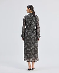 Reistor Women's Relaxed-fit Shirt Dress Animal Print