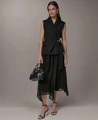 Donna Karan New York Women's Collared Sleeveless Fit & Flare Dress