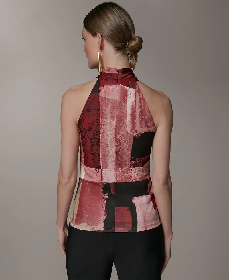 Donna Karan New York Women's Geometric Printed Halter Neck Top