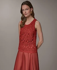 Donna Karan New York Women's Crewneck Crochet Shell Sweater