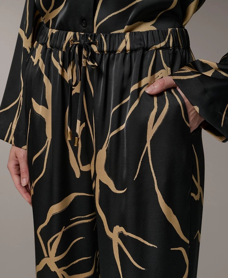 Donna Karan New York Women's Printed Wide-Leg Pull-On Pants