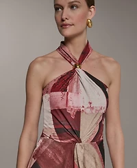 Donna Karan New York Women's Printed Halter Neck Dress