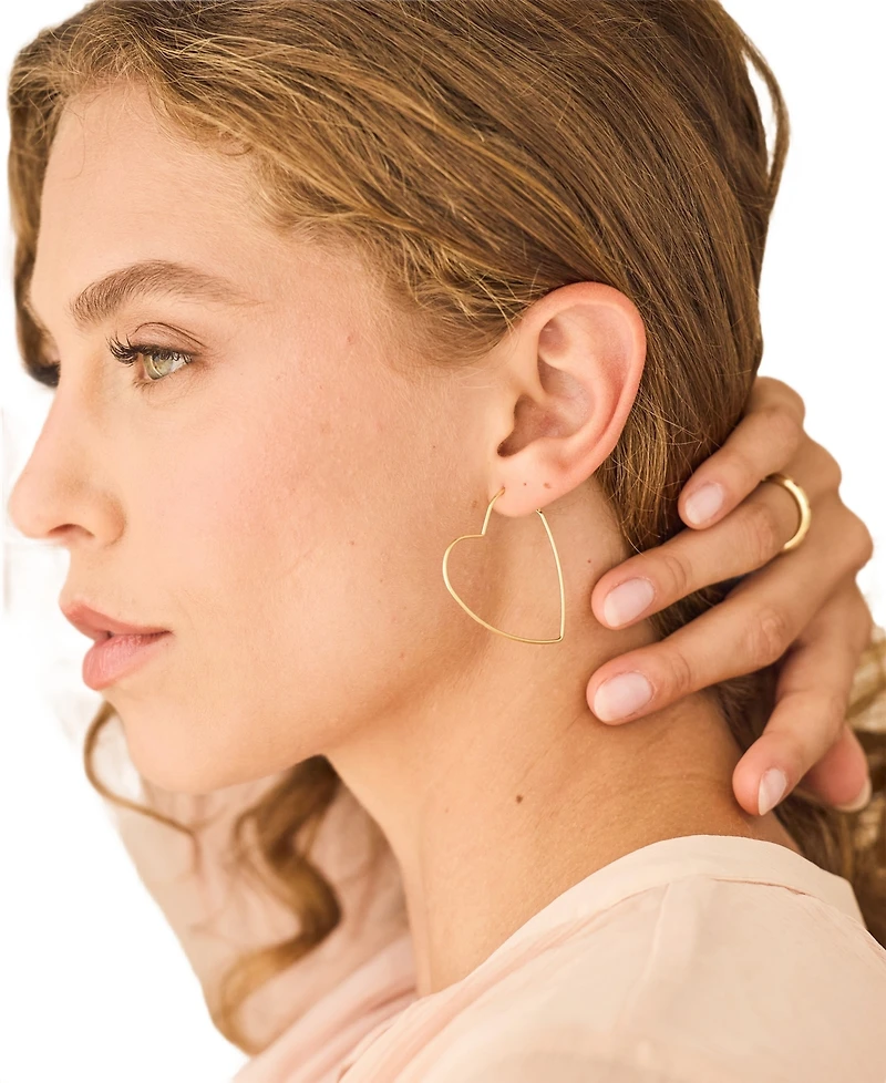 brook & york Gold-Tone Plated Sandy Heart Hoop Earrings