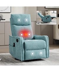 Boyel Living Heat Massage Manual Recliner Chair with Rocker and Swivel Fabric for Room