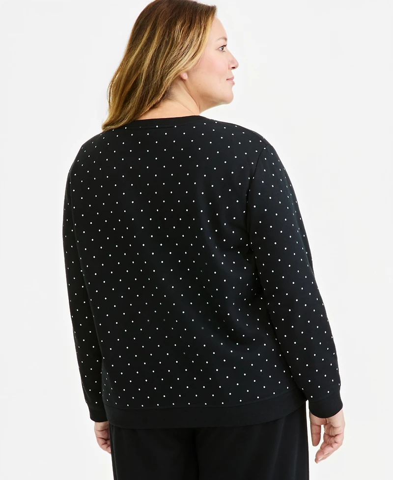 Style & Co Plus Polka Dot Crewneck Long-Sleeve Sweatshirt, Macy's Exclusive