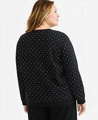 Style & Co Plus Polka Dot Crewneck Long-Sleeve Sweatshirt, Macy's Exclusive